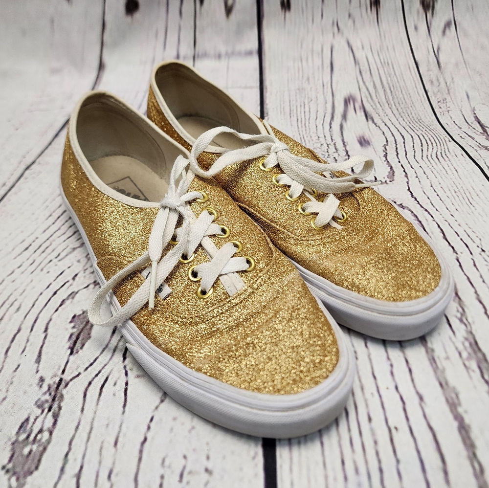 Vans Gold Glitter Sneakers Size 9 Woman's Men 7 1/2‎